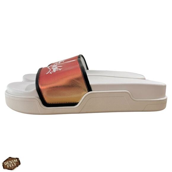 Christian Louboutin Ombre Leather Red Bottom Slide Size 44 | Designer Sandal NEW - Picture 7 of 16